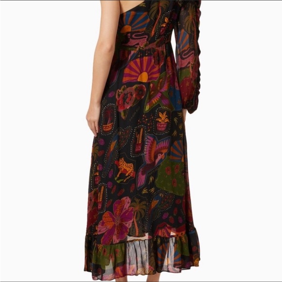 NWT FARM Rio Crazy Mix One-Shoulder Midi Dress Size S - Picture 4 of 14
